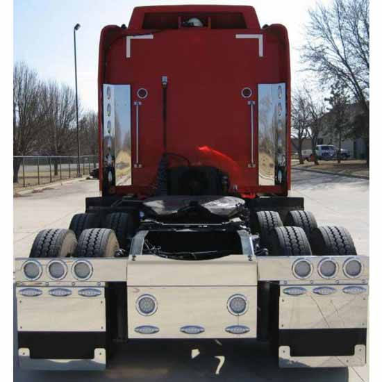 Stainless Rear Frame Cover Emblem Mount For Steel Crossmembers W/ Cutouts For Peterbilt