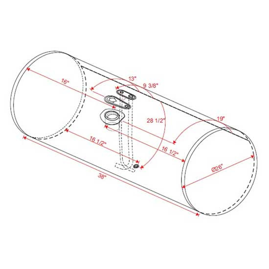 BESTfit Aluminum Fuel Tank 80 Gallon- 26 X 38 Inch- Center Fill W/ New Style Manifold For Peterbilt