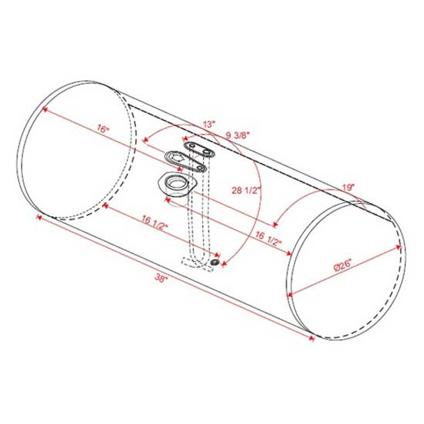 BESTfit 80 Gallon Center Fill Fuel Tank 26 X 38 Inch For Peterbilt New Style Manifold