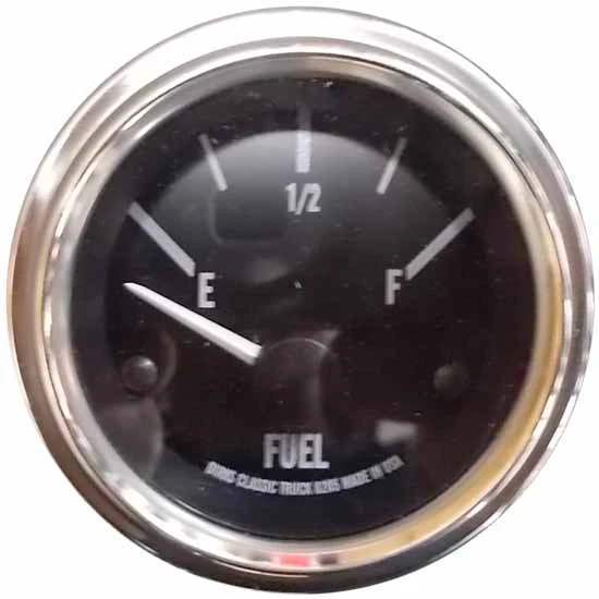 Peterbilt 359, 378, 379 2.0625 Inch Fuel Level Gauge W/ Black Face, Chrome Bezel By BESTfit