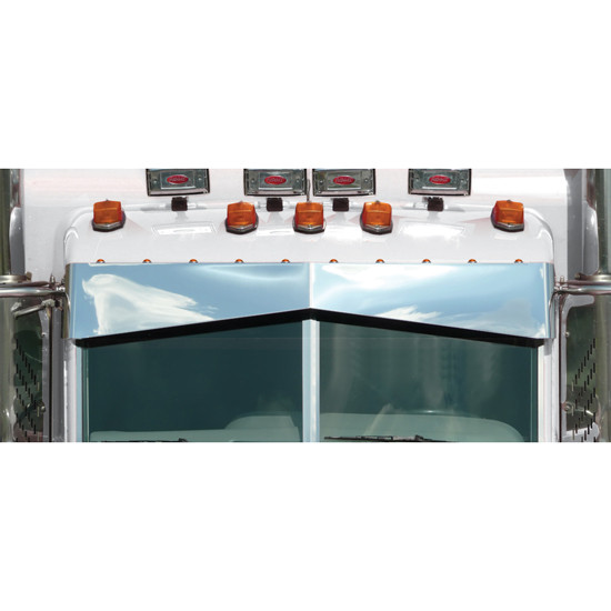 10.5 Inch Blind Mount Darwin Un-Tie Visor With Top Amber LED / Amber Lens For Peterbilt