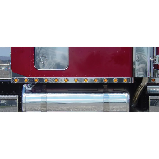 70 Inch Sleeper Panels With 20 Beehive Lights With Bezels - Amber LEDs / Amber Lens For Peterbilt 379 Ultra Sleeper
