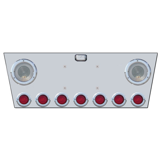 12 Inch Angled Rear Center Light Panel With Rnd 4 Inch Backup Light & 7 Rnd 2 Inch Lights