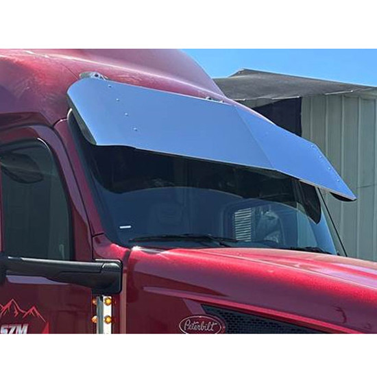 14 Inch SS Blind Mount Multi Fit Drop Visor For Peterbilt 388, 389 Flat Top