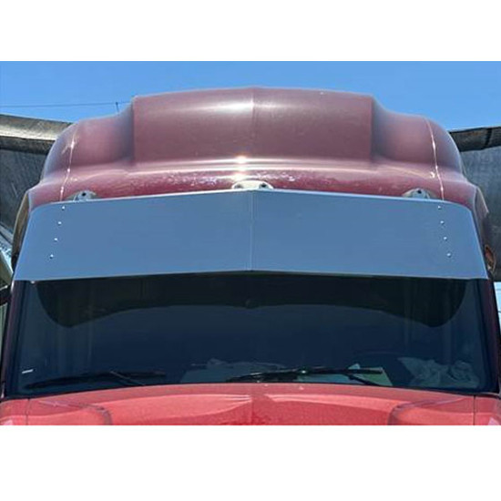 18 Inch Stainless Steel 2 Piece Drop Visor W/ 10-3/4 Inch Light Holes For Peterbilt 579 Ultraloft
