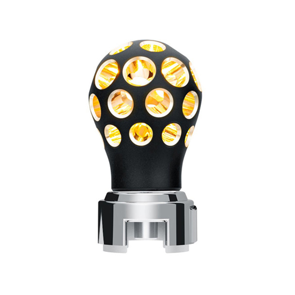 Thread On Matte Black Phoenix Style Amber LED Gearshift Knob With Adapter For Eaton Fuller 13/15/18 Speed