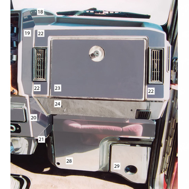 SS Center Dash Trim 2-Piece Kit For Peterbilt