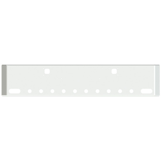 18 Inch Chrome American Road Runner Mitered Corner Bumper With Tow, 2 Oval & 10 Rnd 2 Inch Light Holes For Kenworth W900B,  W900L