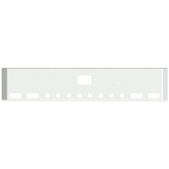 18 Inch Chrome American Road Runner Mitered Corner Bumper With Tow, 4 Oval & 8 Rnd 2 Inch Light Holes For Peterbilt 357, 378, 379, 357