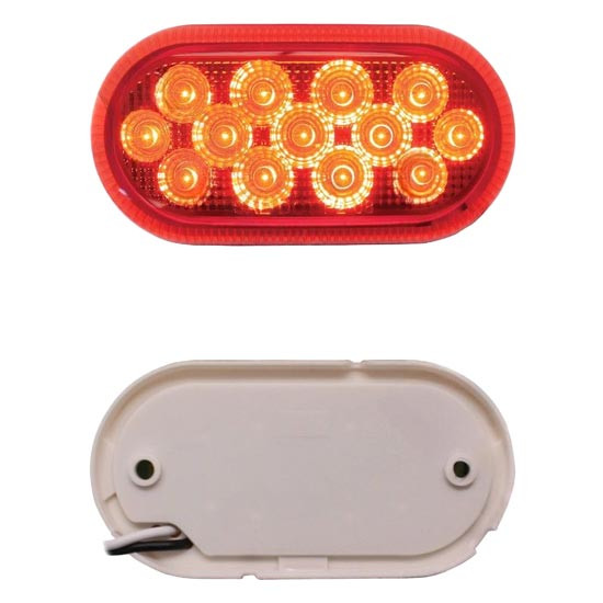 2 X 4 Inch Oval Marker Light, Surface Mount - Red LED / Red Lens
