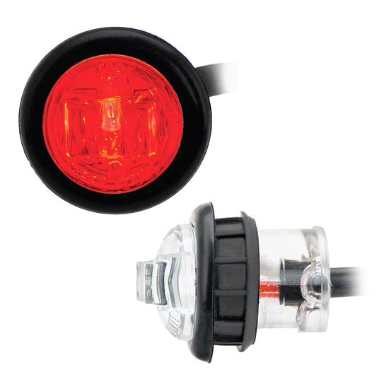 3/4 Inch Marker Light, Grommet Mount - Red LED / Clear Lens 25 Pack