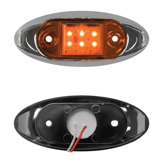 2 X 4 Inch Oval 6 Diode Marker Light With Chrome Housing - Amber LED / Amber Lens