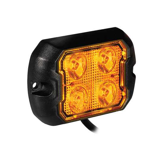 2.5 X 3 Inch Rectangular Warning / Strobe Light - Amber LED / Clear Lens