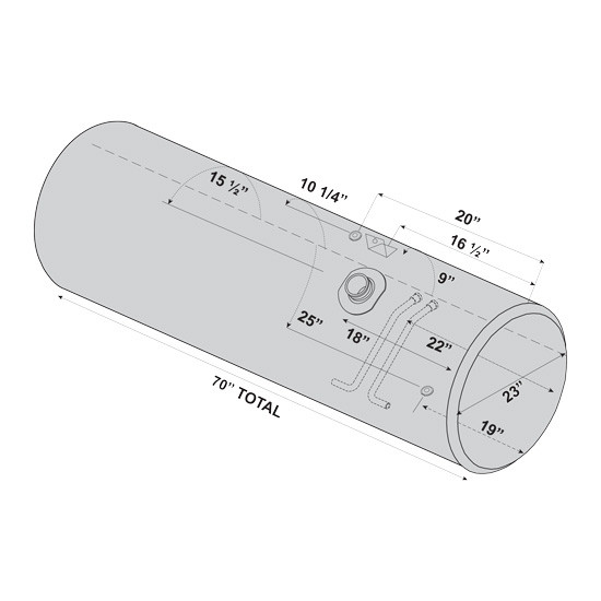 BESTfit Aluminum Fuel Tank 120 Gallon 23 X 70 Inch-  Front Fill- Passenger Side For Freightliner