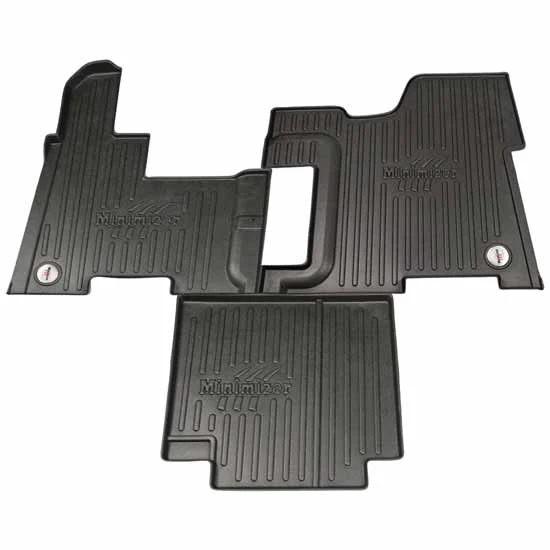 Black Floor Mat 3 Piece Set For Models W/ Mounted Eaton Ultra Shift, By Minimizer For Peterbilt