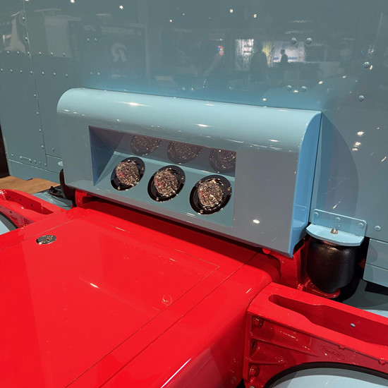 Round Top Shock Cover with Three 4 Inch LED Lights For Peterbilt 36, 48, & 63 Inch Sleeper