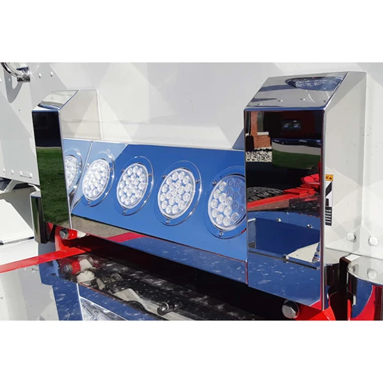 SS Shock Box Cover With 4 Rnd 4 Inch Light Holes For Peterbilt 379