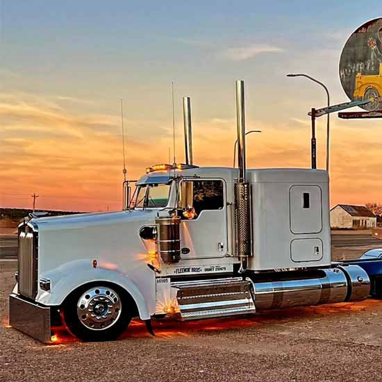 12 Gauge Customs 5 Inch 45 Degree Angle Stainless Steel 2 Piece Drop Visor For Kenworth With 2 Piece Flat Glass