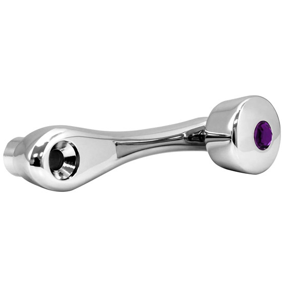 3 3/4 X 1 5/16 Inch Chrome Window Crank With Purple Jewel And 3/8 Inch Square Adapter