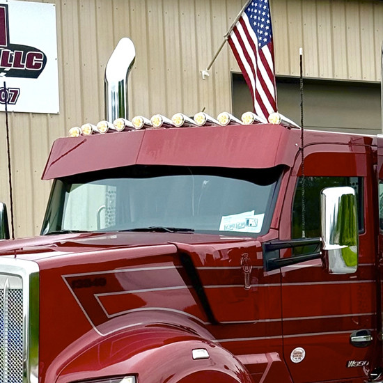 13 To 10 Inch SS Reverse Bowtie Visor For Kenworth / Peterbilt