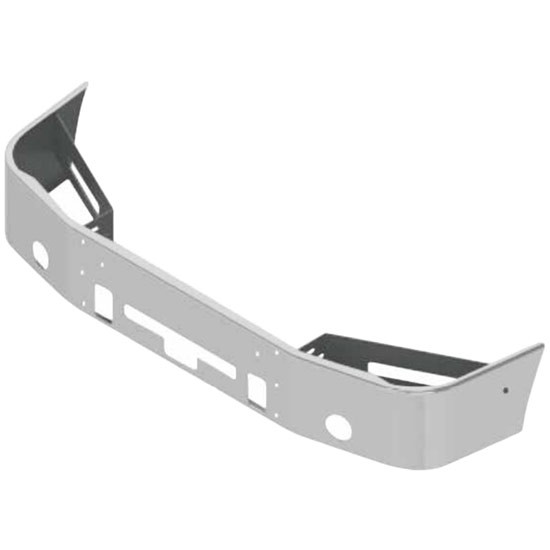 16 Inch Chrome Steel Full Wrap Bumper With Vent, Tow, & Bolt Hole Holes For Freightliner Century / Columbia SBA