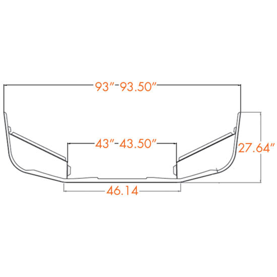 16 Inch Chrome Steel Full Wrap Bumper With Vent, Tow, & Bolt Hole Holes For Freightliner Century / Columbia SBA