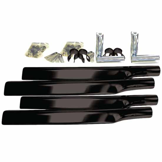 Poly Single Axle Fender Mounting Kit W/ Black Steel Triangular Mounting Brackets, Mount Tubes & Clamps