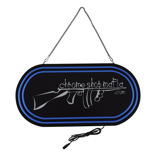 CSM - Neon Wall Sign Blue W/ White Tommy Gun Logo