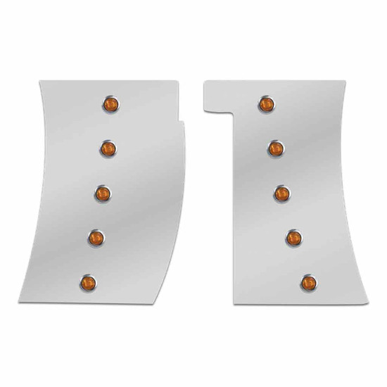 Deluxe Cowl Panel Kit With 10 Button LEDs - Amber Lens For Peterbilt 389 Long Hood