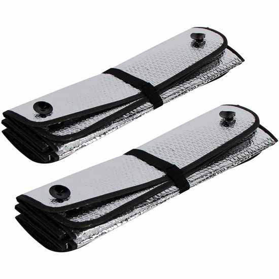 2 Piece Accordion-Fold Reflective Thermal Windshield Sunshade For Peterbilt 389, 388, 386, 384