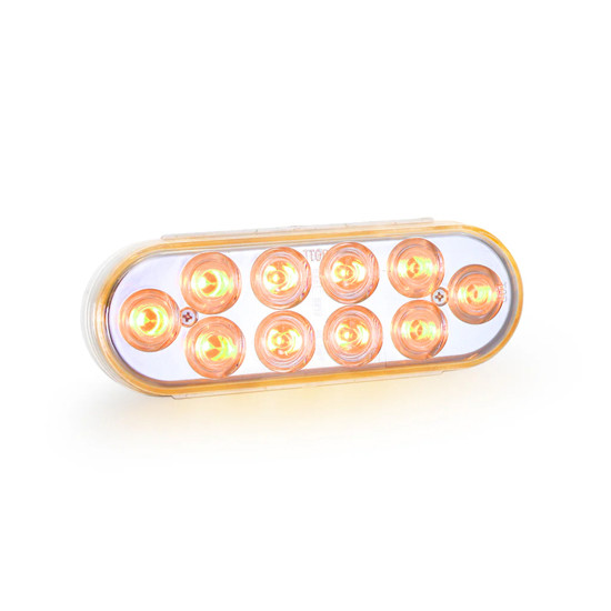 6 Inch Oval Dual Color LED Light Red/White W/ Amber Strobe