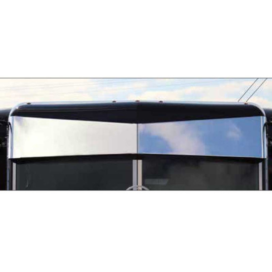 Roadworks 11 Inch Stainless Steel Post Mount Darwin Untie Visor For Peterbilt UltraCab W/ Flat Top
