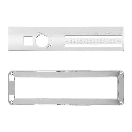 Stainless Steel A/C & Heater Control Plate W/ Chrome Plastic Bezel & Screws For Freightliner Classic & FLD