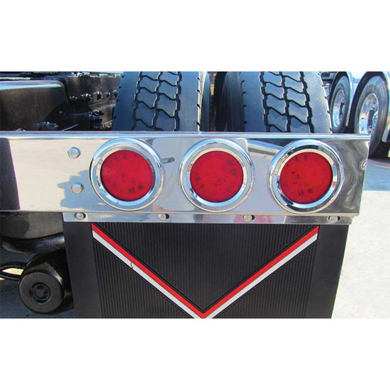 Stainless Steel Mud Flap Hanger W/ 3 Round 4 Inch Light Holes Per Side- 3.75 Inch Bolt Spacing