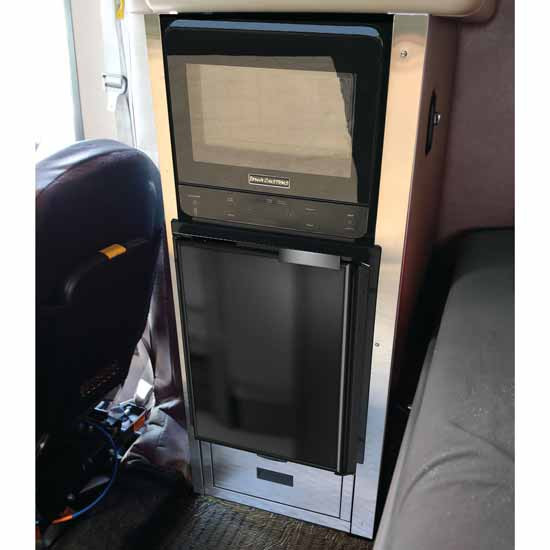 Peterbilt 379 Passenger Side Brushed Stainless One Drawer Cabinet With Refrigerator & Microwave