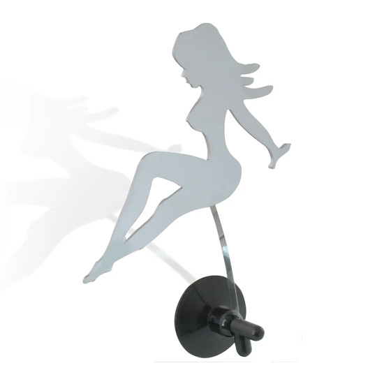 Chrome Plastic Lady Waving Accent