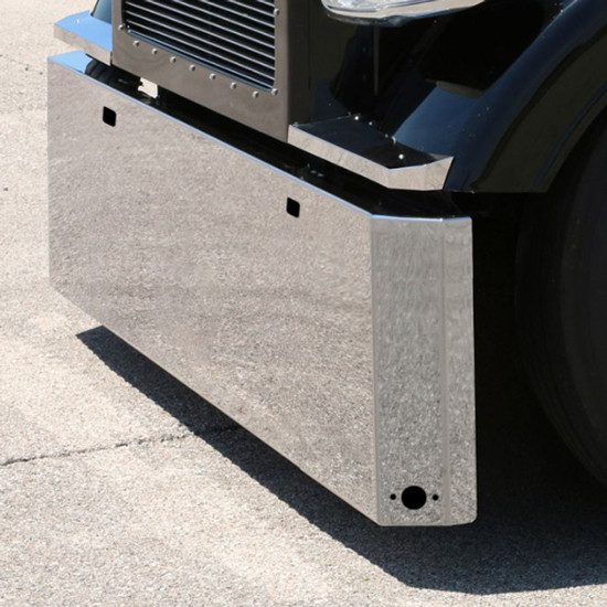 20 Inch Stainless Steel Switch Back Mitered End Bumper W/ Tow & Watermelon Light Holes For Freightliner Classic 120/XL