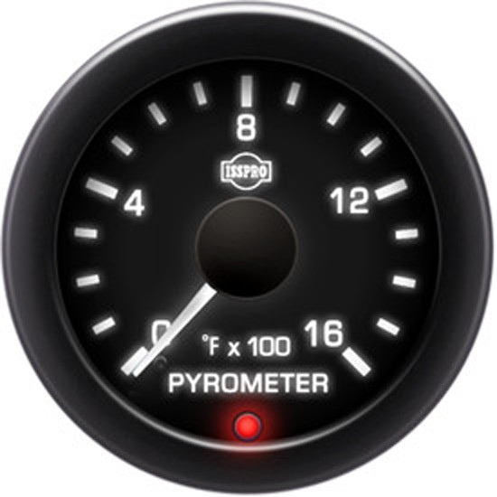 Isspro 2-1/16 Inch Pyrometer 0-1600F W/ Black Bezel, Black Face, White Pointer