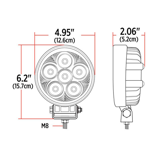 4.25 Inch Square Work Light- 500 Lumens