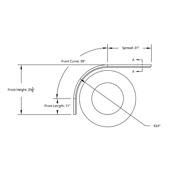 80 Inch Smooth Stainless Steel Half Fender