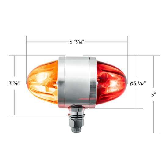 Ultraburst Chrome Double Face Glass Watermelon Light- Amber & Red LED W/ Amber & Red Lens