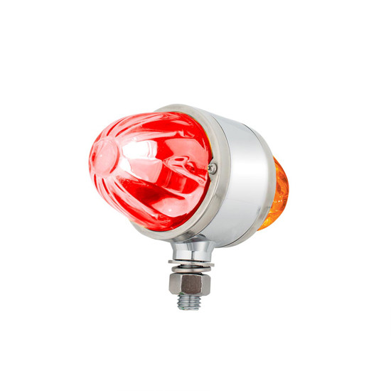 Ultraburst Chrome Double Face Glass Watermelon Light- Amber & Red LED W/ Clear Lens