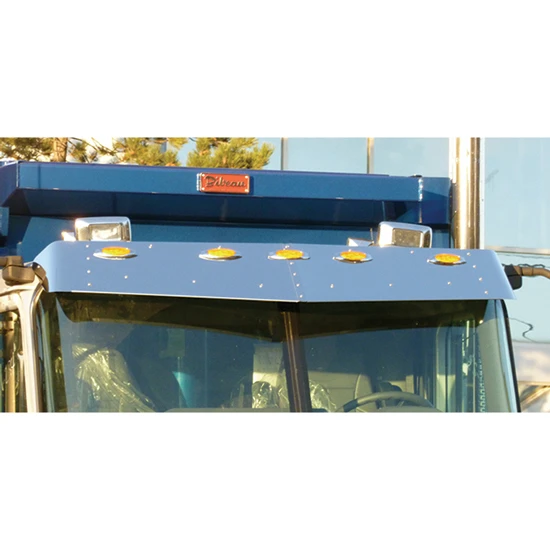 13 Inch Stainless Steel Sun Visor W/ 5 M1 Amber LEDs & Amber Lens For International