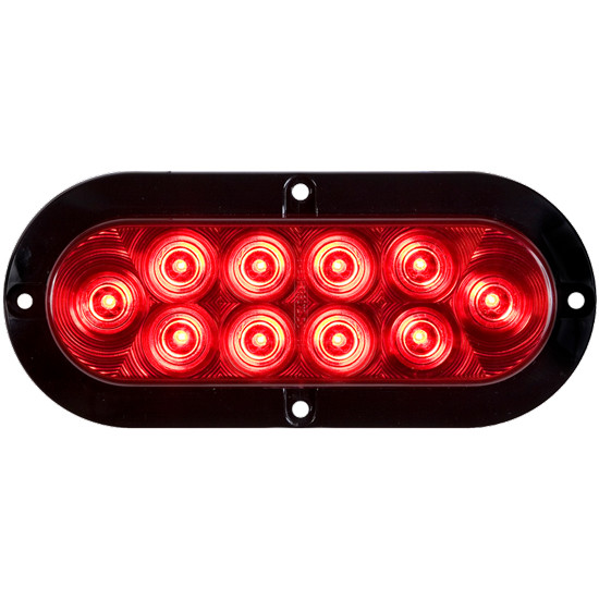 6 Inch Red Oval Stop/ Turn/ Tail LED Light W/ 10 Diodes & Flange