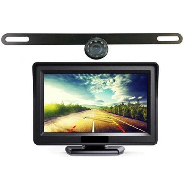 Wireless License Plate Back Up Wide Angle Camera W/ 4.3 Inch Color LCD Screen