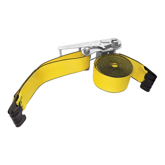 Yellow 4 Inch X 30 FT Flat Hook Ratchet Strap- 5400 Lbs Working Load