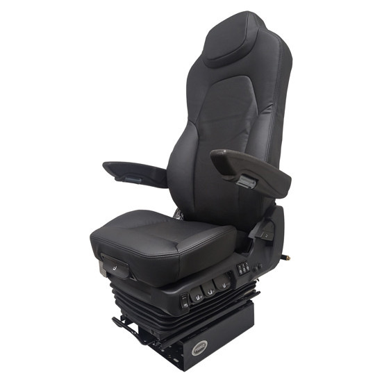 Black Full Leather Air Ride Seat W/ Air Vent Cooling & Heat, Dual Lumbar Support & Dual Arm Rests By Prime Seating