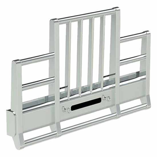 Herd Defender Aluminum 4 Post Grille Guard W/ Vertical Bars, Eyebolts & Oval Turn Lights For Peterbilt 367, 388, 389, 589