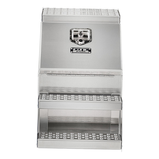 Smooth Aluminum Step Box W/ Smooth Lid & Lockable T-Handle- 18 X 25.13 X 21 Inch