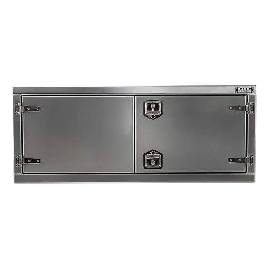 Smooth Aluminum Underbody Tool Box W/ Dual Inset Barn Door & Stainless Steel T-Handles- 72 X 24 X 24 Inch